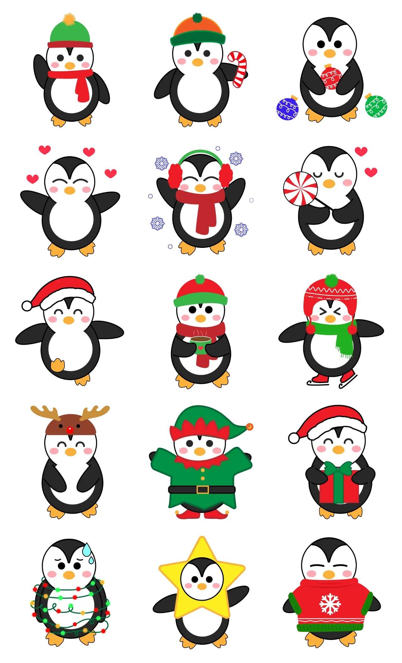 Penguin in Christmas! Animation/Cartoon,Animals,Celebrity,Food/Drink,Gag,Objects,New year's day,Christmas,Culture sticker pack for Whatsapp, Telegram, Signal, and others chatting and message apps