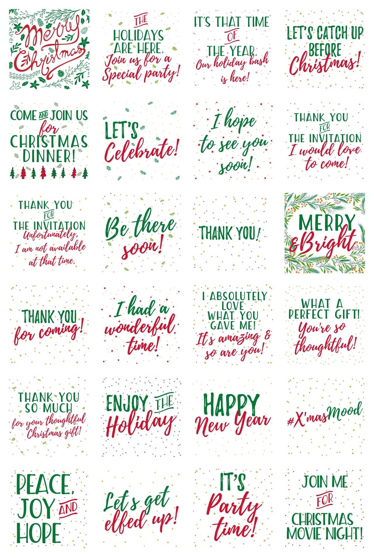 X'mas Greetings & Invitations Phrases,People,Culture,Weather/Nature,Plants,Christmas,New year's day,Etc sticker pack for Whatsapp, Telegram, Signal, and others chatting and message apps