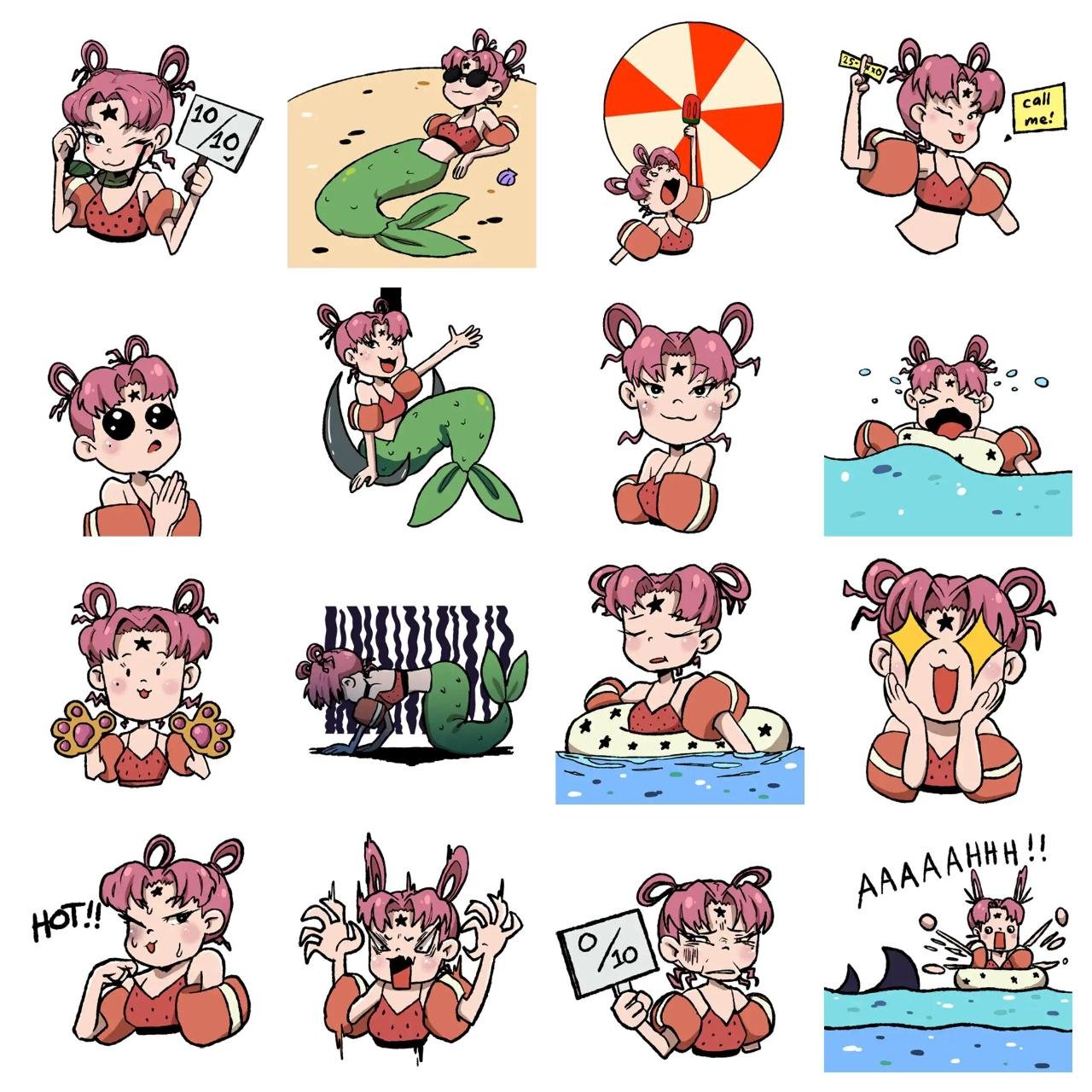 Summer Animation/Cartoon sticker pack for Whatsapp, Telegram, Signal, and others chatting and message apps