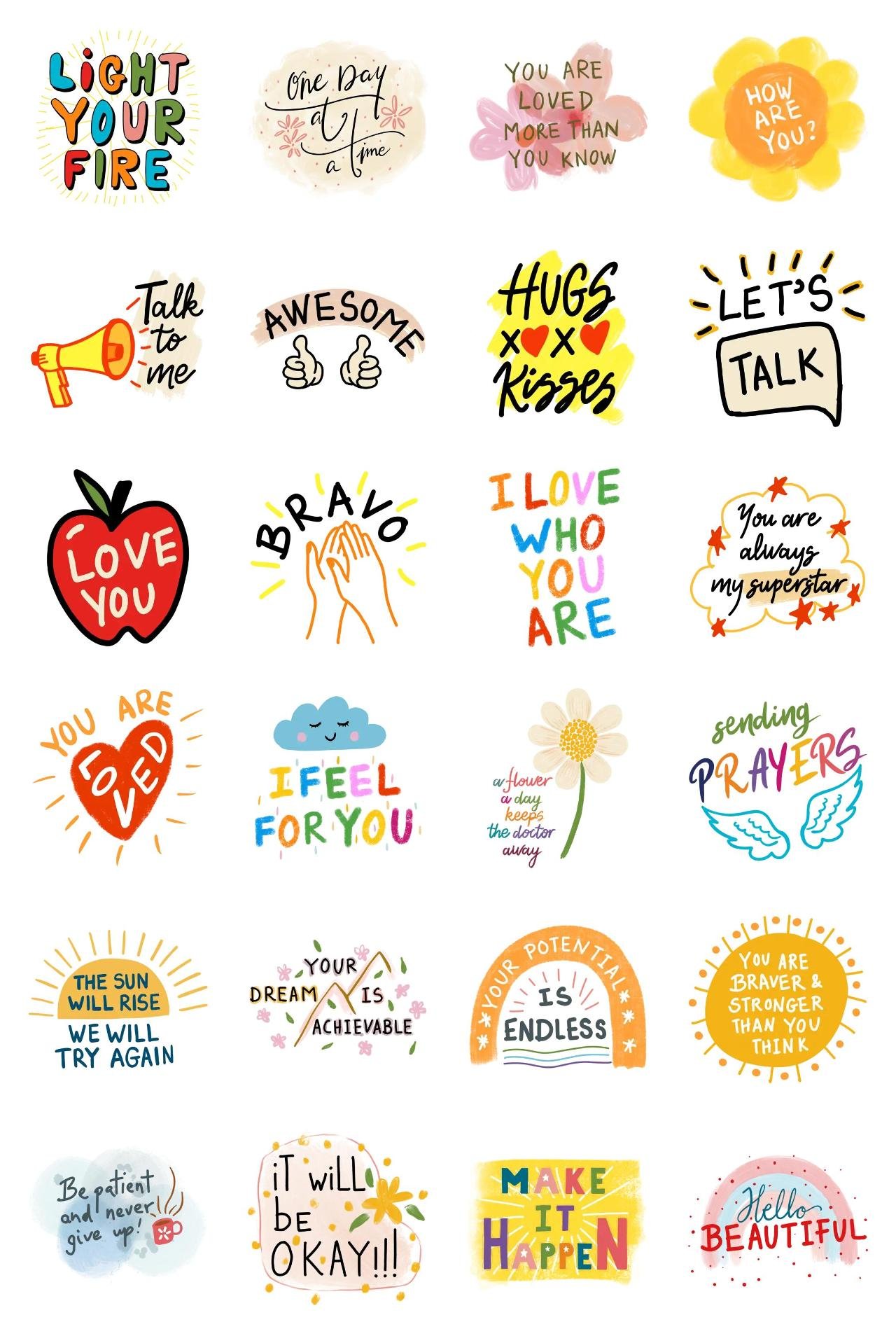 Motivational Self Care Stickers Animation/Cartoon,Phrases,Objects,Etc,Culture sticker pack for Whatsapp, Telegram, Signal, and others chatting and message apps