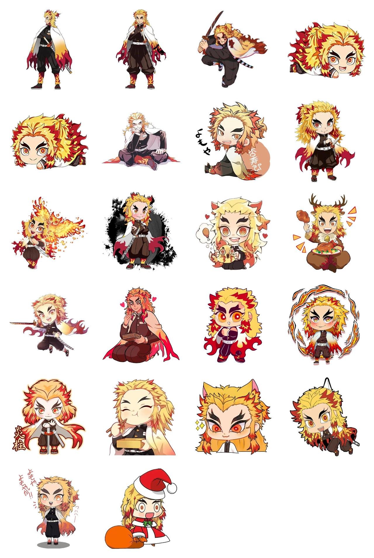 Kyojuro Rengoku #1 Anime, Kimetsu no Yaiba, Demon Slayer sticker pack for Whatsapp, Telegram, Signal, and others chatting and message apps