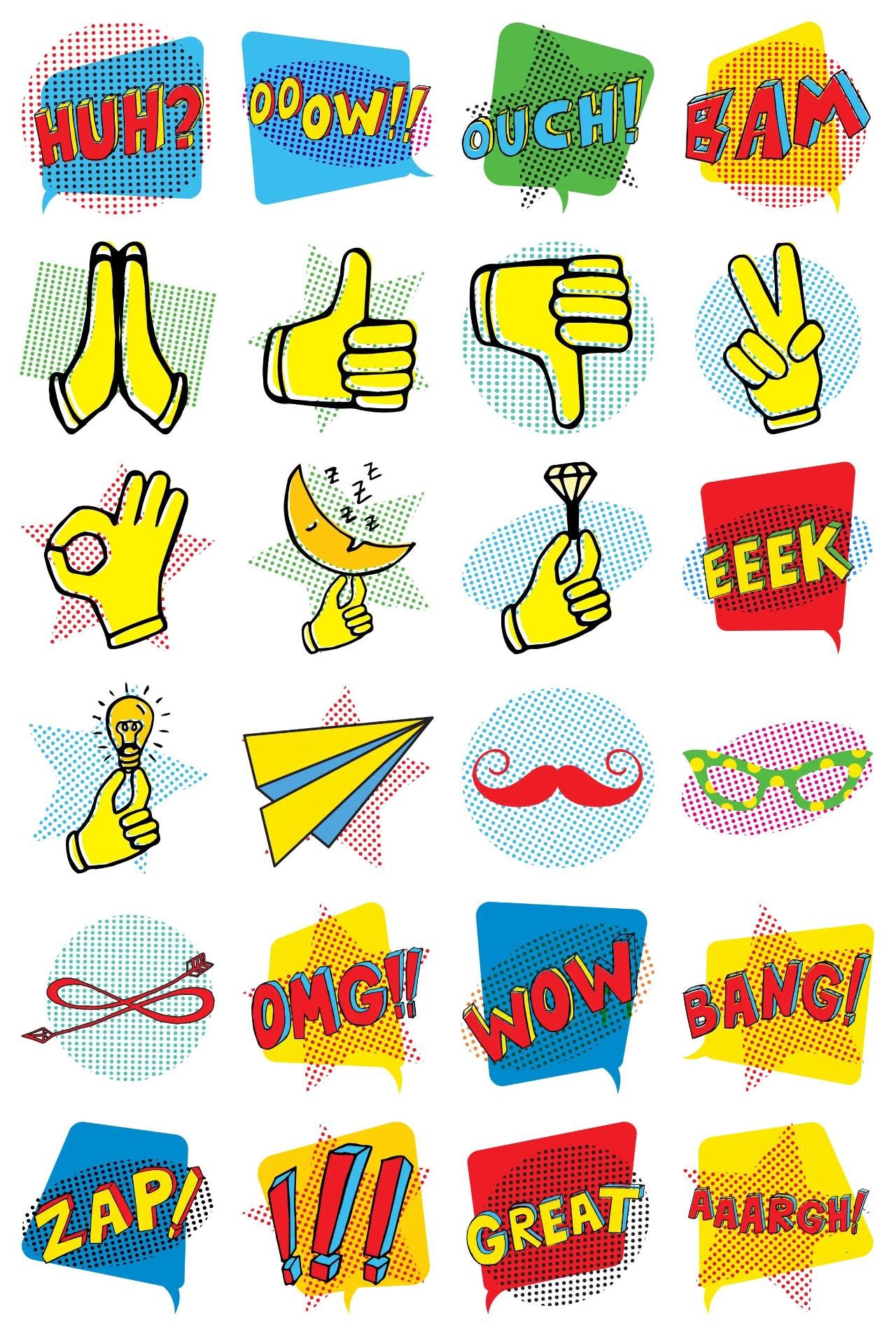 Pop Art Set 1 Animation/Cartoon,Phrases,Objects,Etc,Culture sticker pack for Whatsapp, Telegram, Signal, and others chatting and message apps