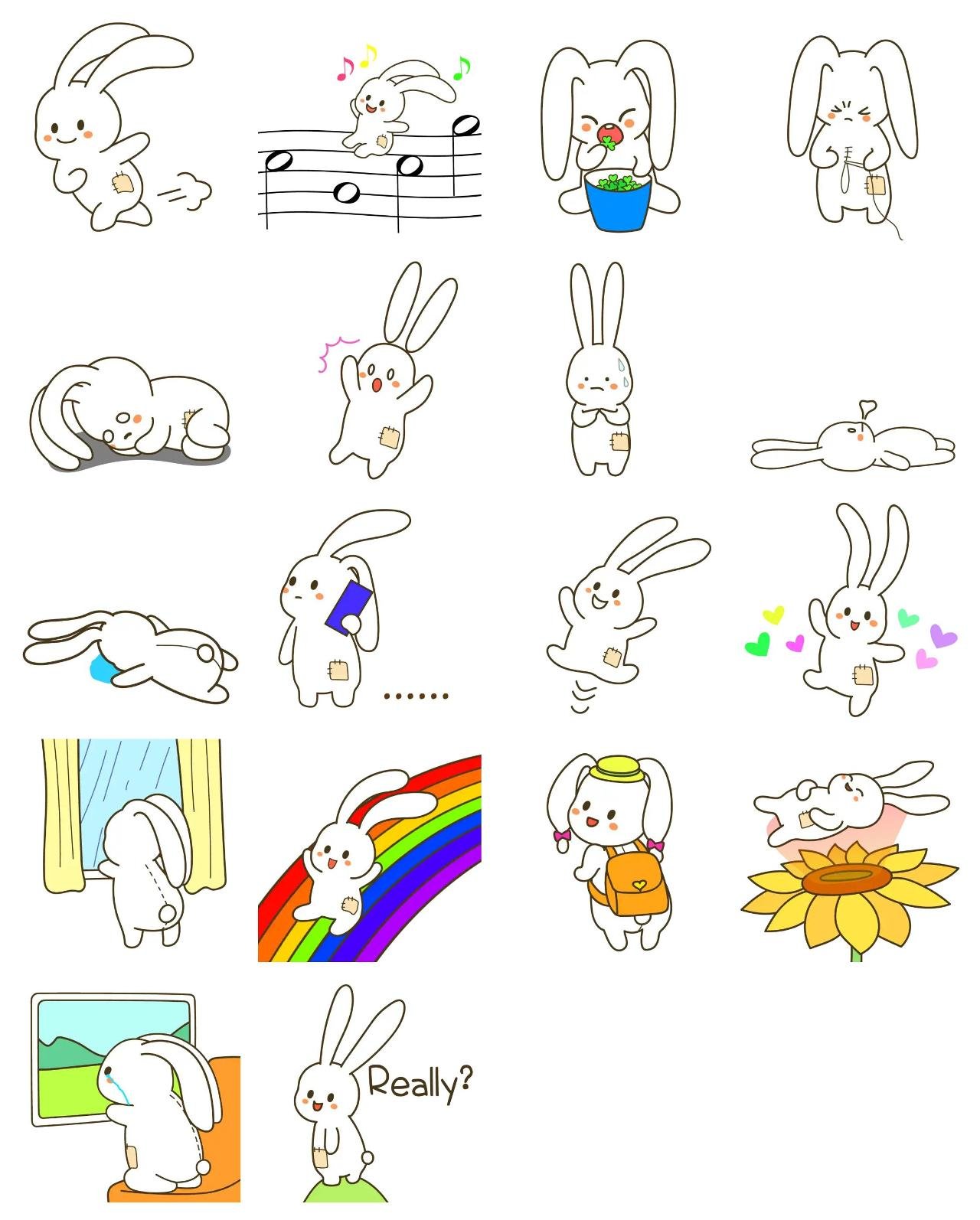 a long-eared rabbit Animation/Cartoon,Animals sticker pack for Whatsapp, Telegram, Signal, and others chatting and message apps