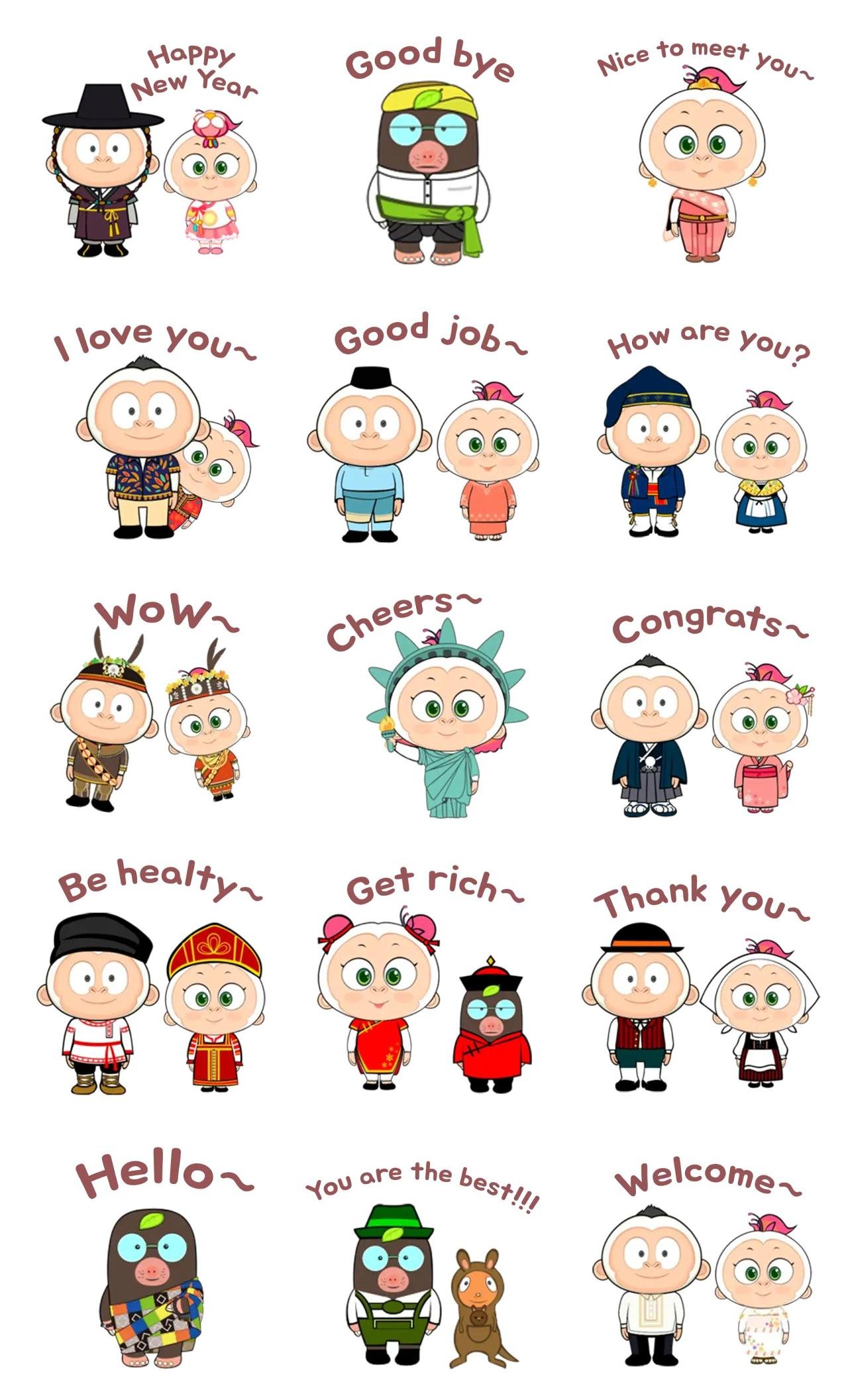 'Goody's World costume Animation/Cartoon,Culture,Animals,People,New year's day sticker pack for Whatsapp, Telegram, Signal, and others chatting and message apps