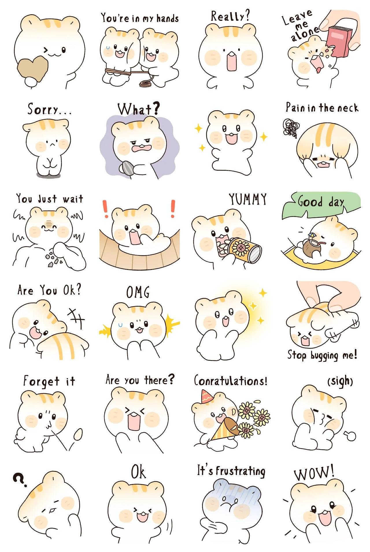 Cute Hamster Animation/Cartoon,Animals,Gag sticker pack for Whatsapp, Telegram, Signal, and others chatting and message apps