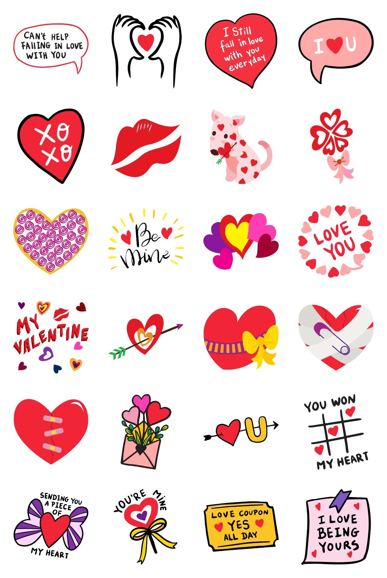 Lovely Valentine's Day Romance,Phrases,People,Valentine,Etc,Objects,Plants,Weather/Nature,Culture sticker pack for Whatsapp, Telegram, Signal, and others chatting and message apps